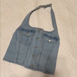 Universal Thread Denim Halter Top with Pockets